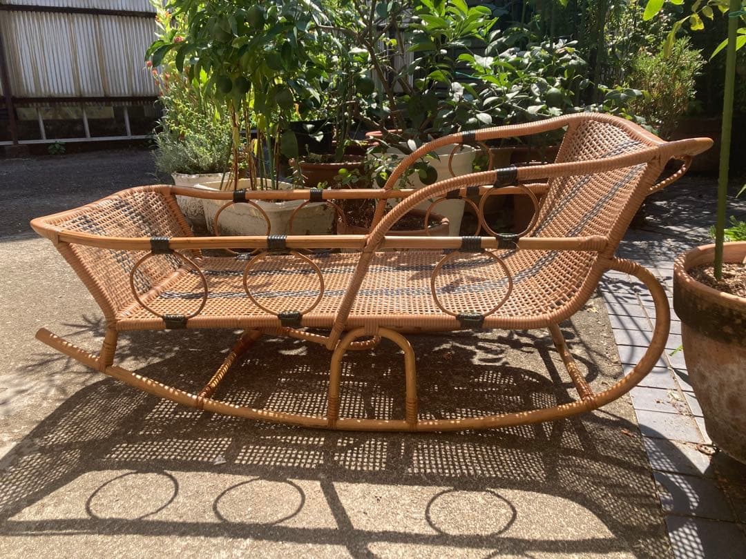 美品　激レア　ビンテージ　ラタンのゆりかご　ベビーベッド　アンティーク　ラタン