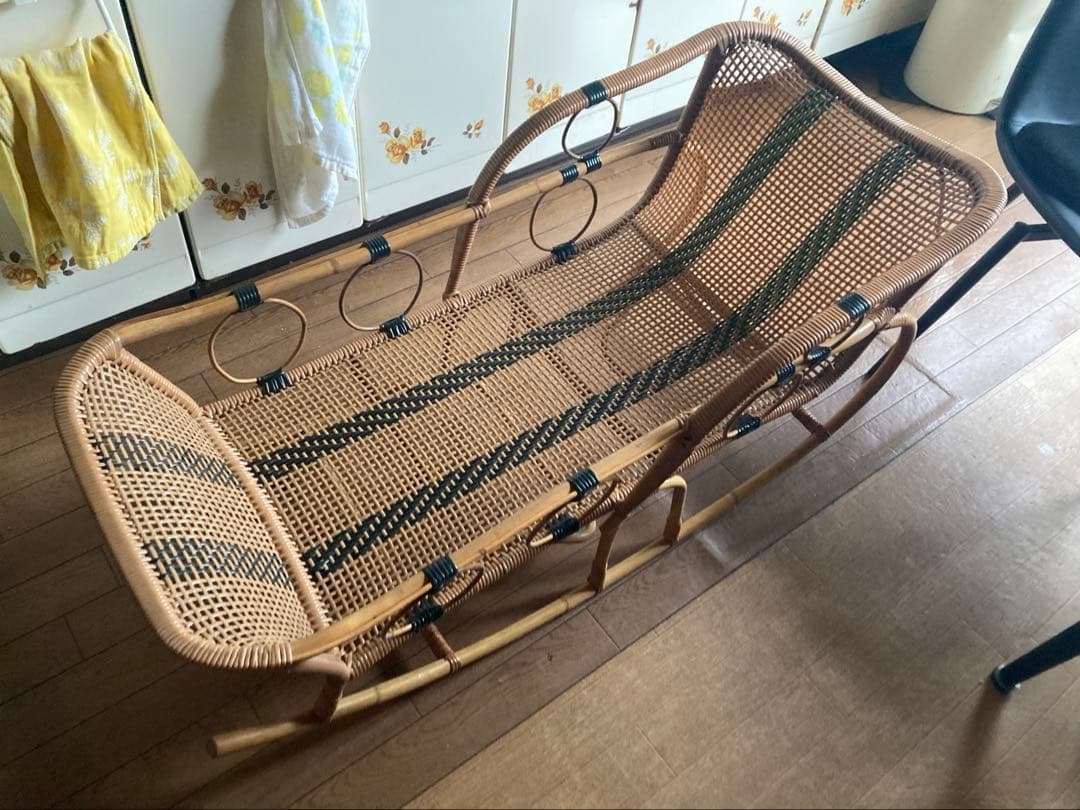 美品　激レア　ビンテージ　ラタンのゆりかご　ベビーベッド　アンティーク　ラタン