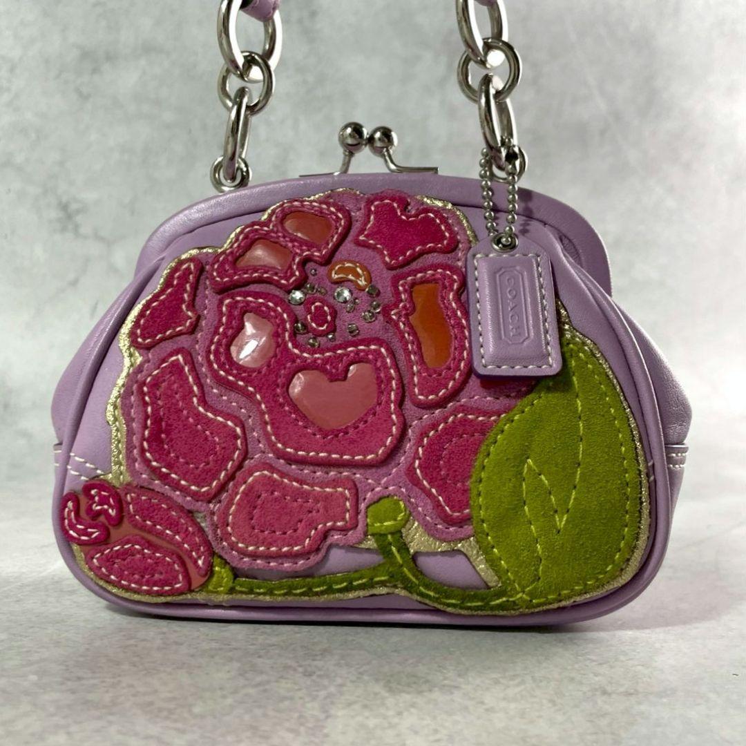 バッグ vintage Coach kisslock handbag purple
