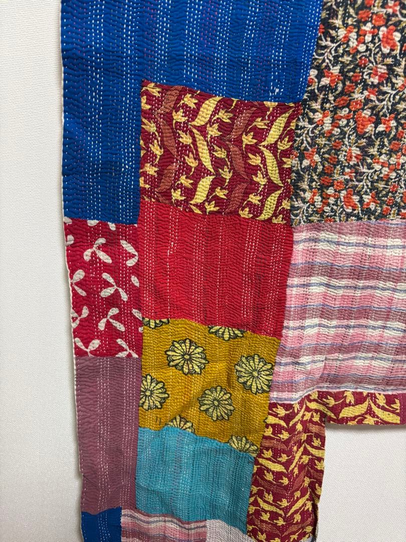 ꕥ未使用※ハギレꕥヴィンテージラリーキルト花柄パッチワークカラフル刺し子