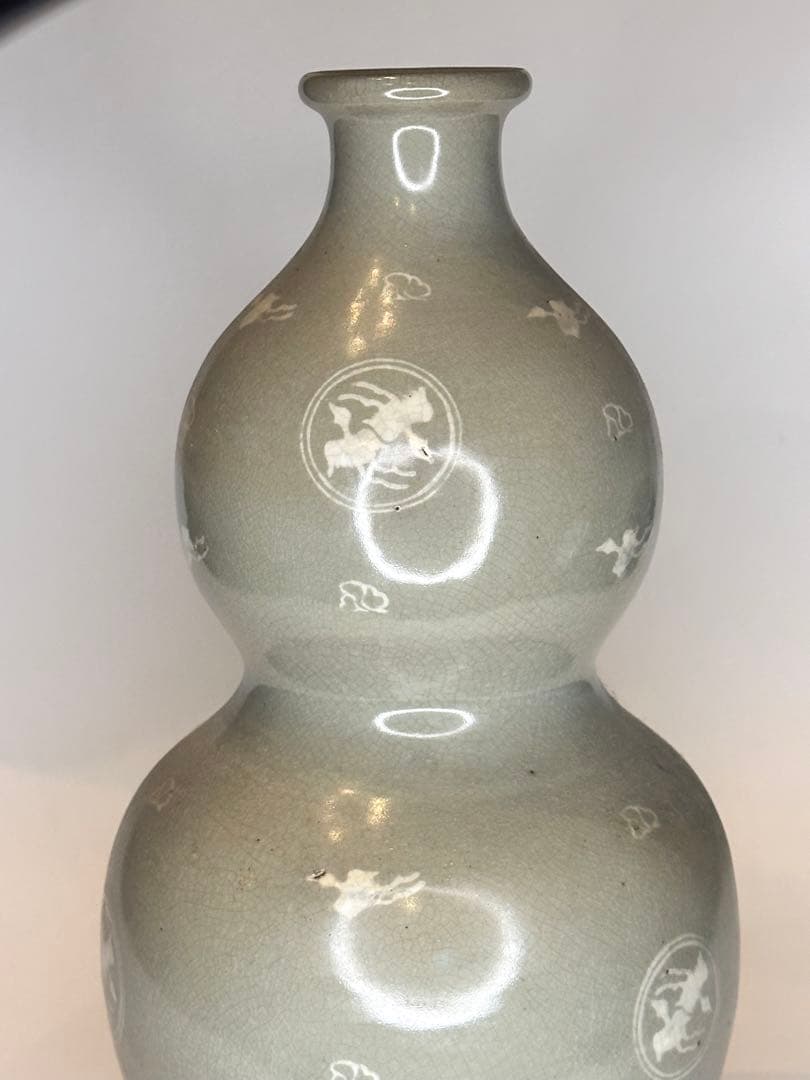 高麗青磁 葫蘆瓶 賞瓶 時代物 古陶磁 韓国 李朝 青瓷