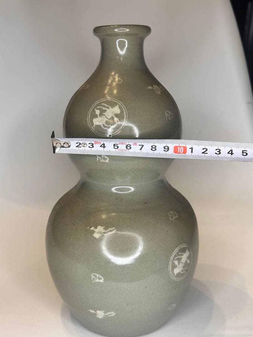 高麗青磁 葫蘆瓶 賞瓶 時代物 古陶磁 韓国 李朝 青瓷