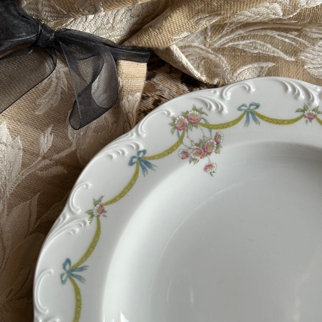 ドイツ製ROSENTHAL可憐なリボンガーランド ホイップレリーフディッシュ6枚