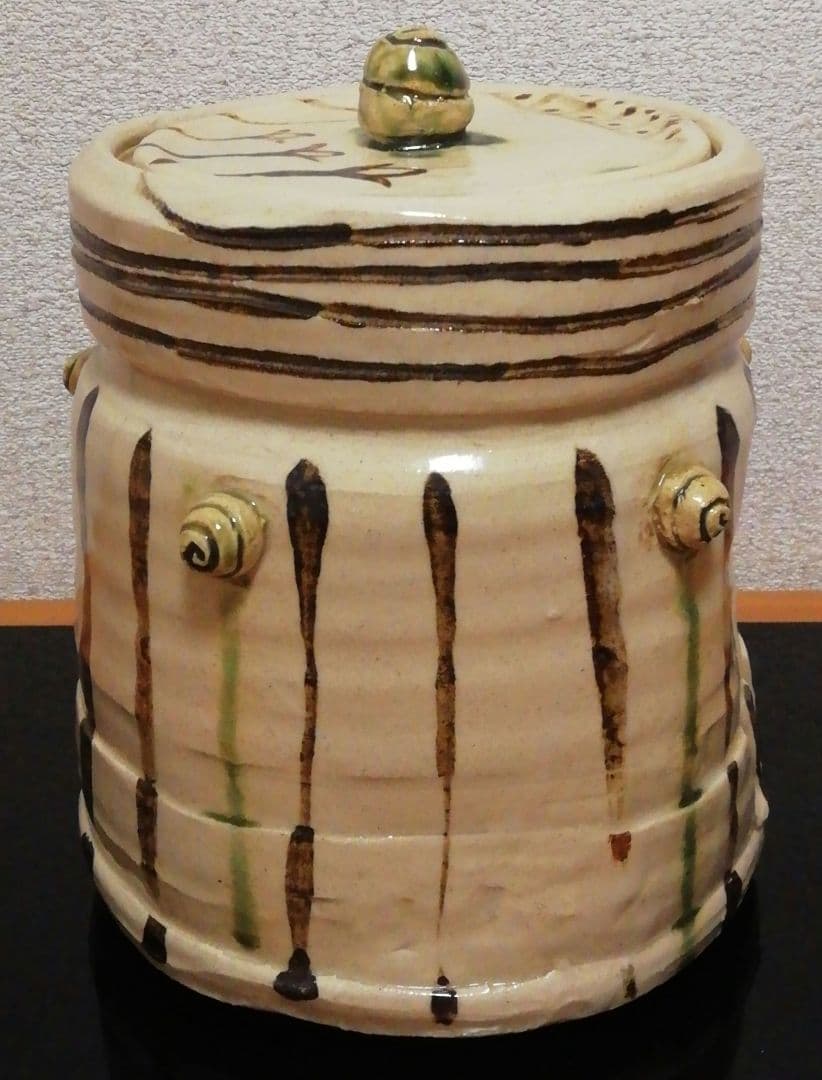 竹村脩作　織部焼　水指　共箱　茶道具