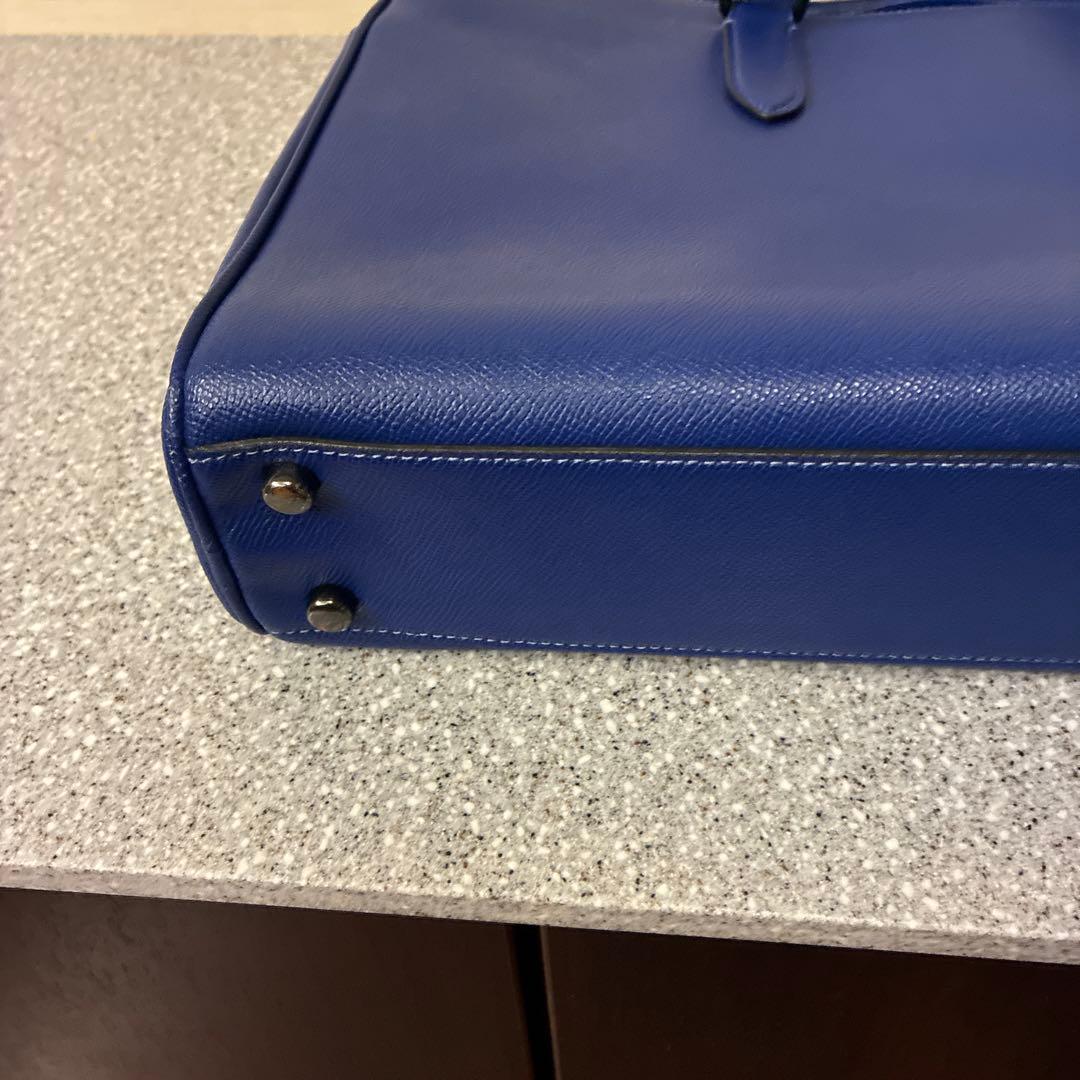 和*明様 美品COACH ビジネスバッグ　ブルーC8173斜めがけ用ストラップ付