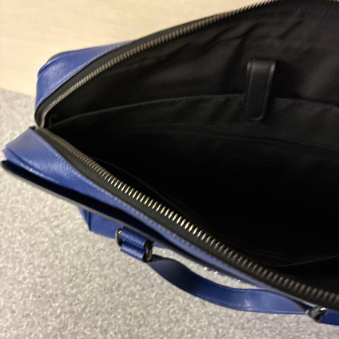 和*明様 美品COACH ビジネスバッグ　ブルーC8173斜めがけ用ストラップ付