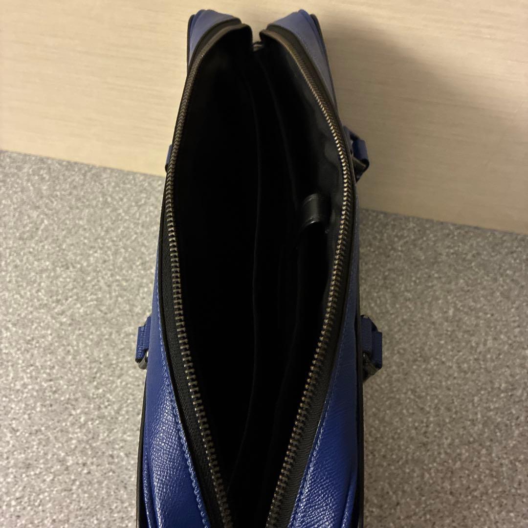 和*明様 美品COACH ビジネスバッグ　ブルーC8173斜めがけ用ストラップ付