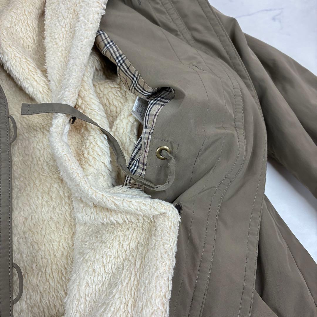 バーバリーブルーレーベル　 モッズコート　ノバチェック裏地　ボアライナー　ファー