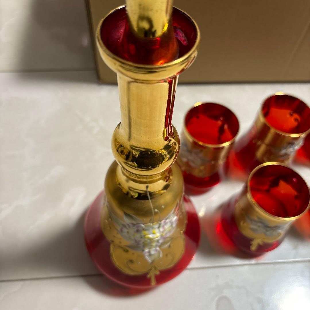 ツボ　コップ　カップ　6客セット　デキャンタ？　まとめうり　ベネチアングラス