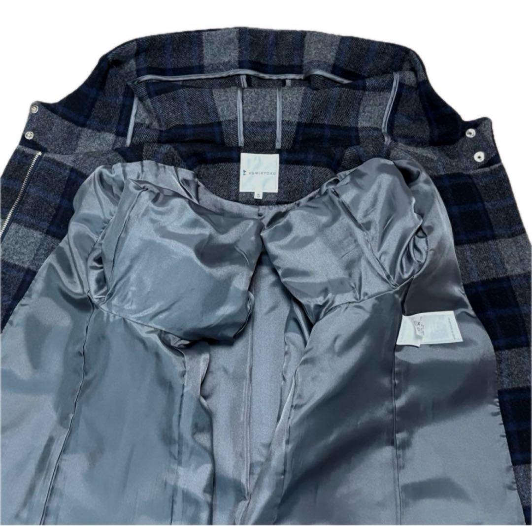 良品　KUMIKYOKU フーデッドコート　ショート丈　ジップアップ　Aライン