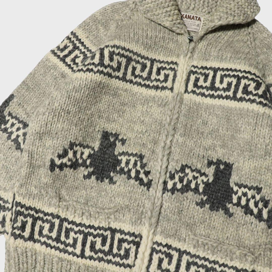 美品★XL★KANATA★カウチンニット★サンダーバード★カナダ製★カーディガン