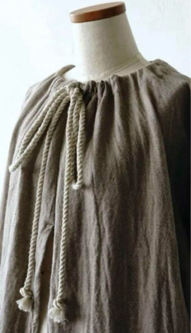 ★カポック★kapoc★SACK★割烹着★リネン ★エプロン★2way★ベージュ