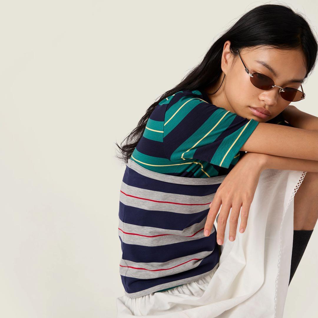 \" miumiu ミュウミュウ \" リムレス ロゴ サングラス メガネ