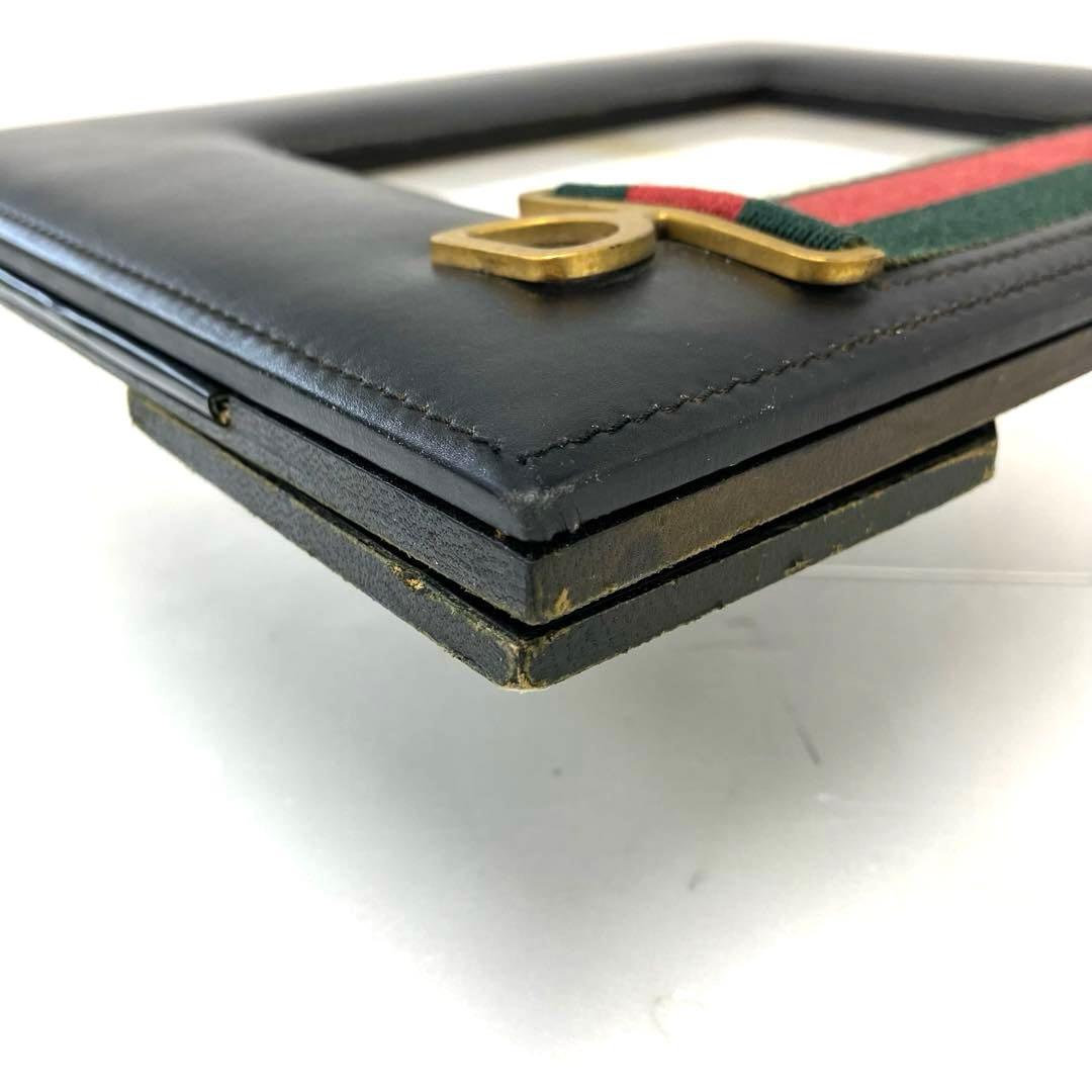 ヴィンテージ☆GUCCI☆グッチ☆フォトフレーム☆シェリーライン☆レザー☆黒！