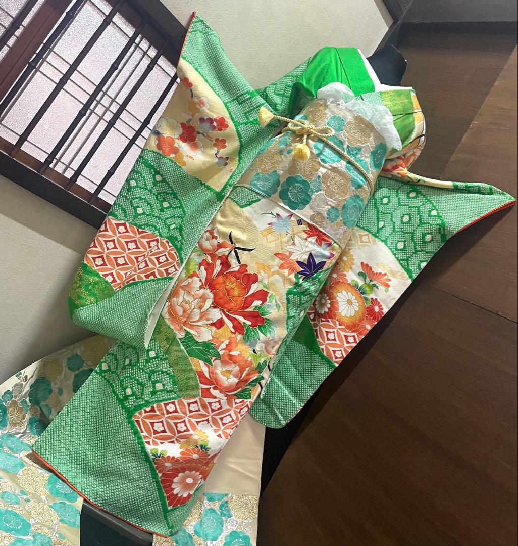 振袖 フルセット6点サイズS〜M絞り金駒刺繍　正絹　売り切り終了