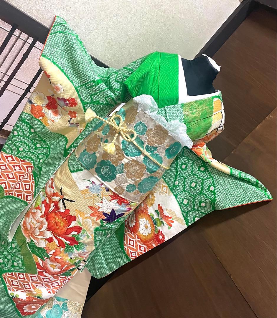 振袖 フルセット6点サイズS〜M絞り金駒刺繍　正絹　売り切り終了