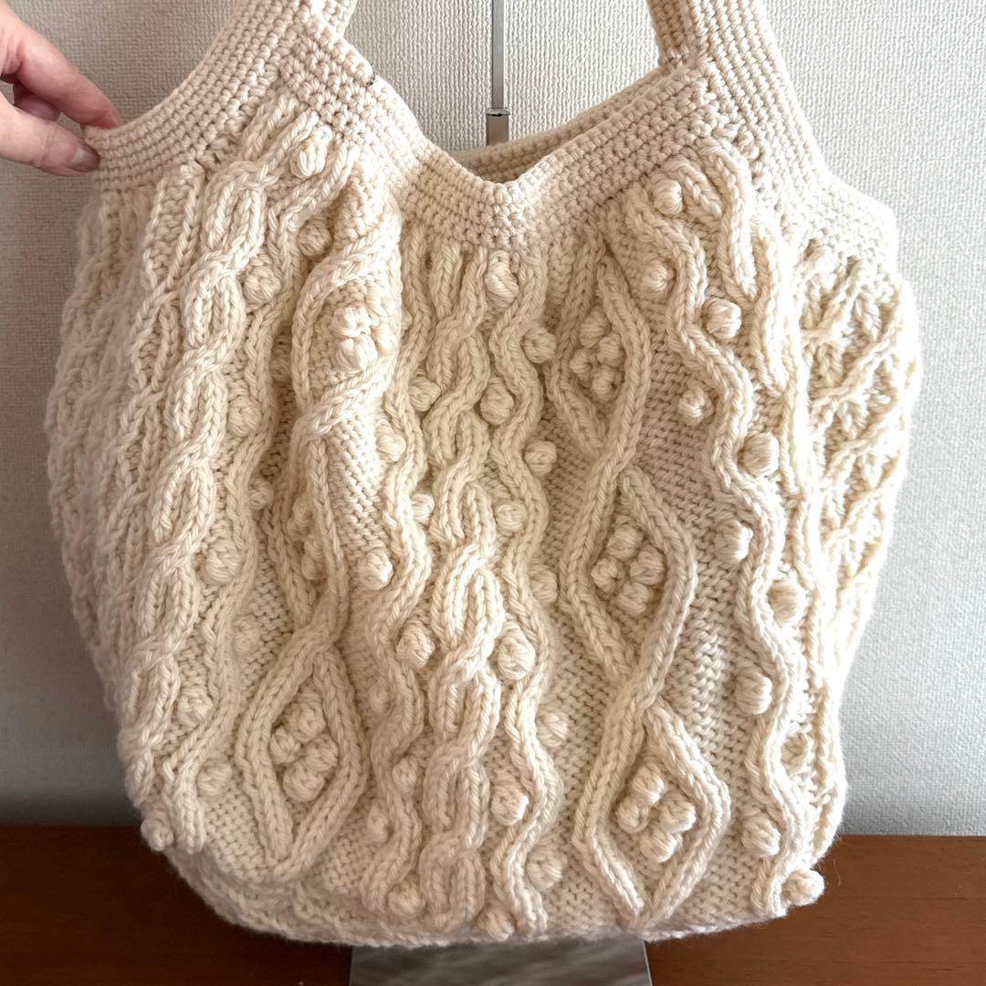 最終値下げ❣️新品♣︎ホビーラホビーレ☆完成品 ウール アラン ラージ トートバッグ