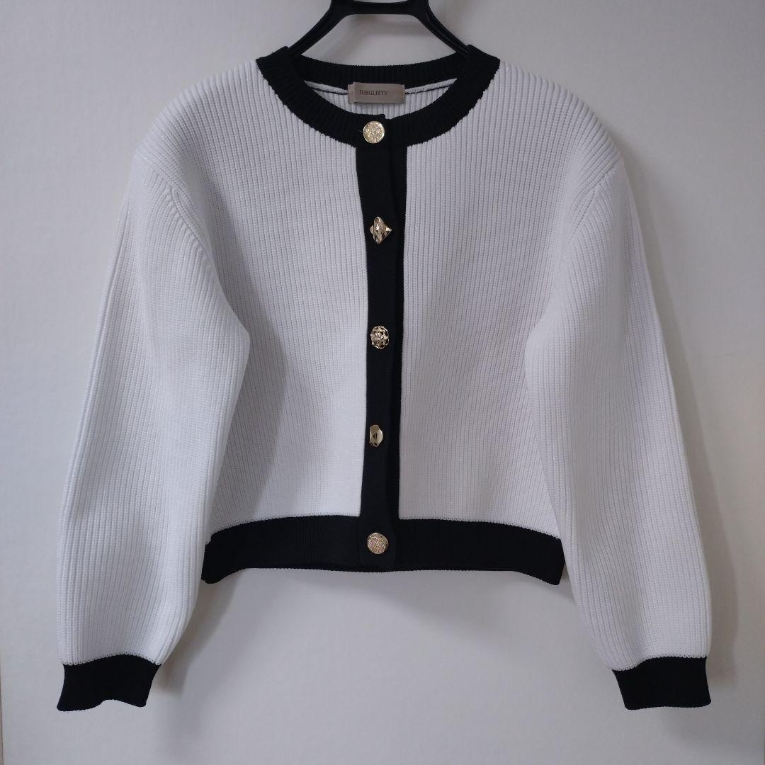 JUSGLITTY シャイニーマルチボタンカーディガン