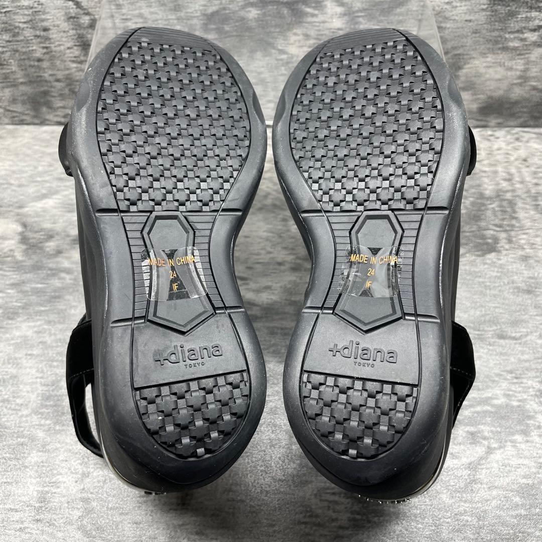 極美品✨＋Diana【24】ブラック ウェッジサンダル オープントゥ 厚底