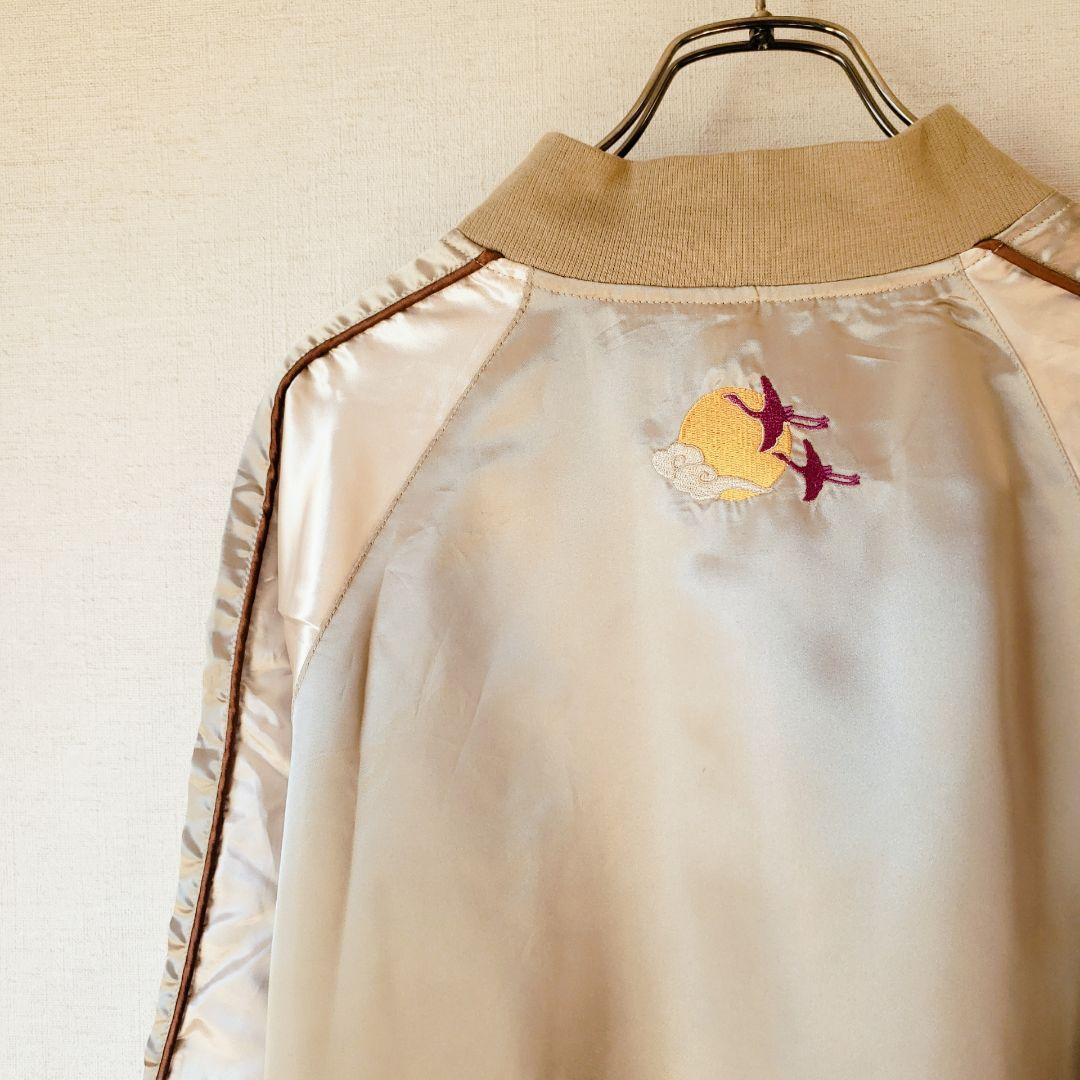 ★未着用★ マッシュマニア スカジャン ゴールド サテン 鶴 松 刺繍
