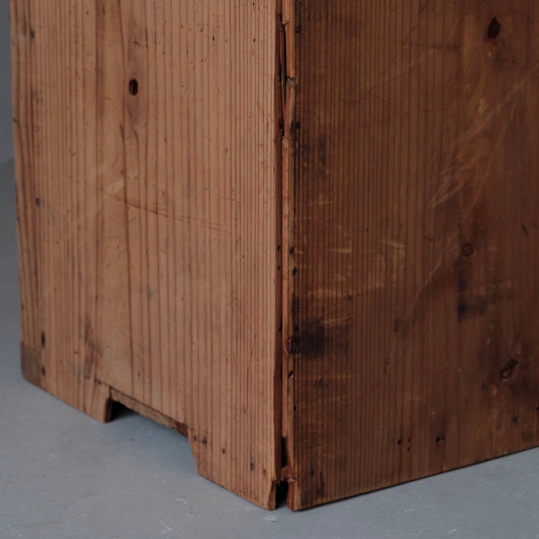 大正期 杉材 ガラス戸棚B ゆらゆらガラス　食器棚 収納棚 水屋 本棚 古家具