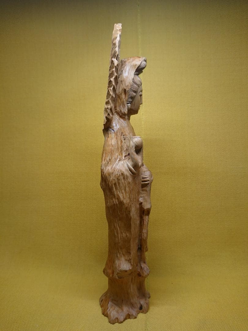 仏教美術　観音　仏像　木彫　置物　インテリア　工芸品　美術品　A1282