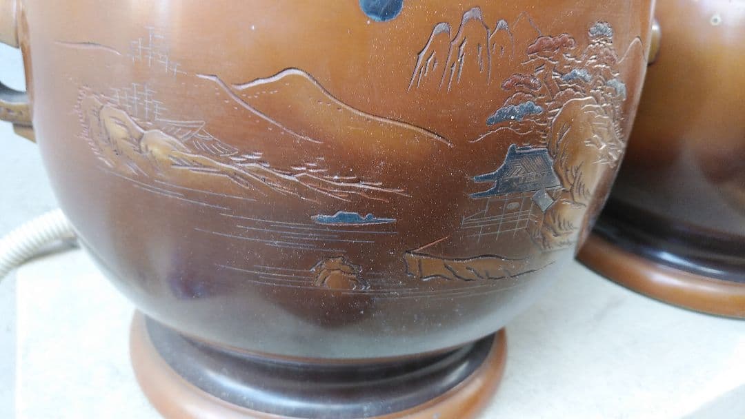 山水象嵌火鉢セット