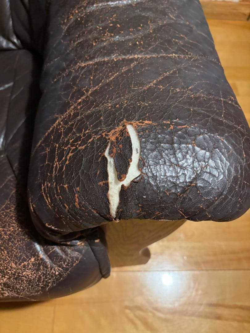 オランダ製 本革 1人掛けソファ ダークブラウン【引き取り限定/値段交渉可】