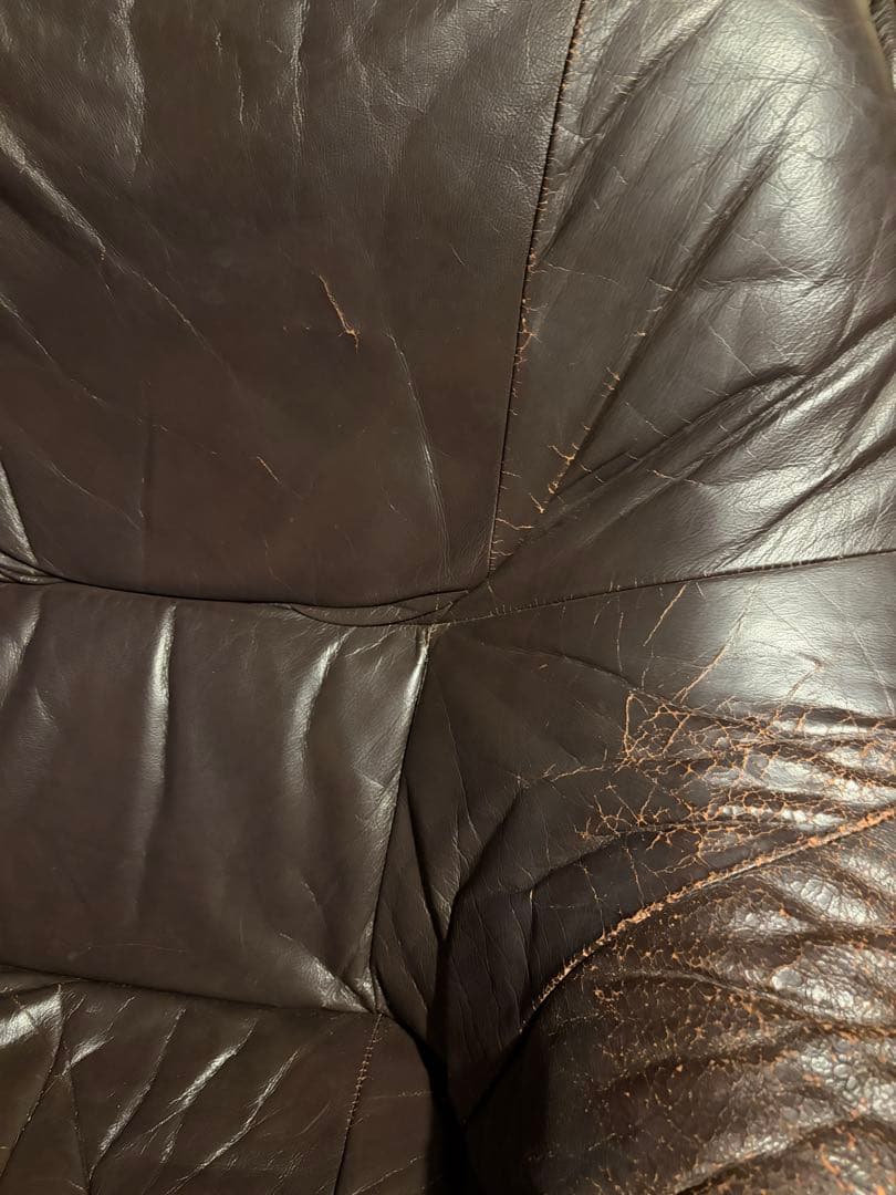 オランダ製 本革 1人掛けソファ ダークブラウン【引き取り限定/値段交渉可】