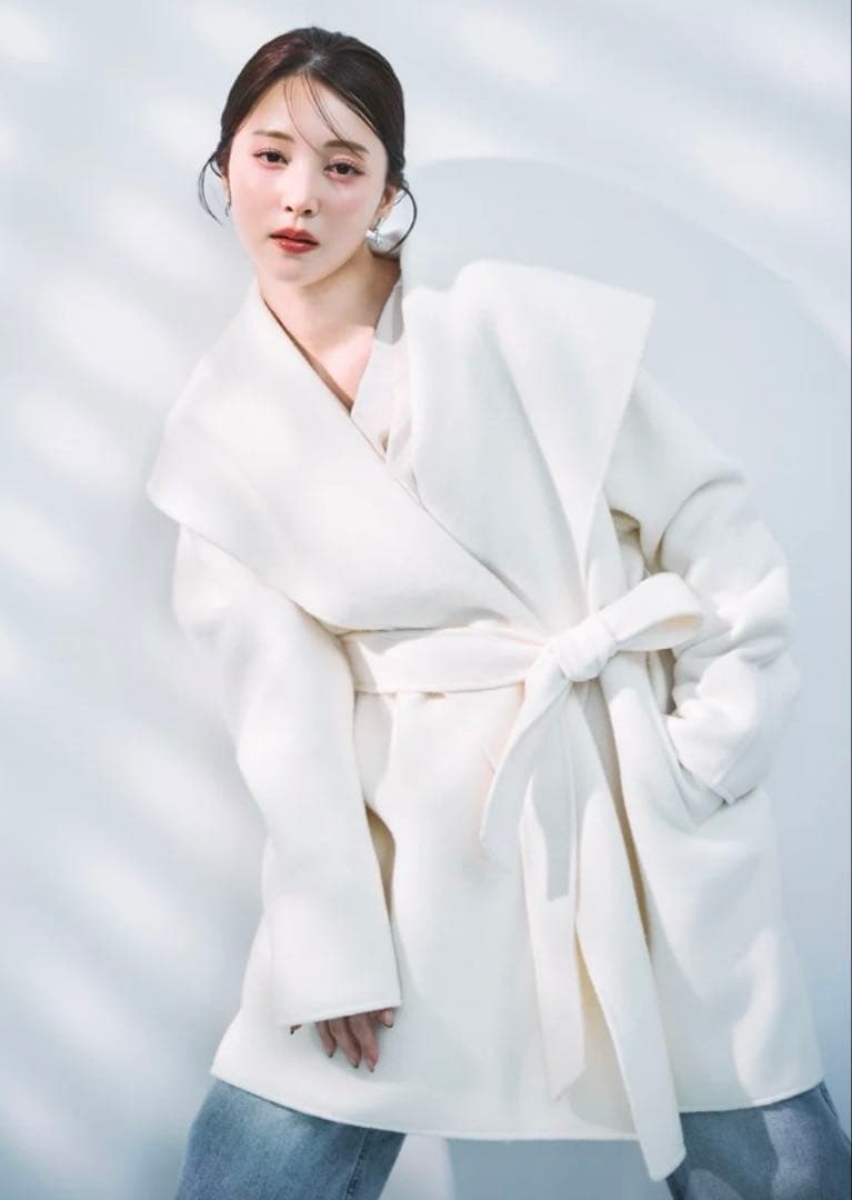 polaura ショールカラーウールミドルコート