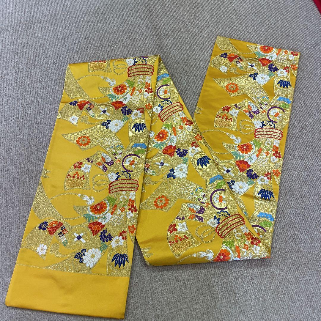 新品 未仕立て 西陣織 七歳用袋帯 祝帯 手結び帯 七五三 正絹 和装 着物