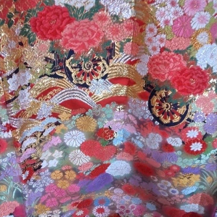 色打掛 花柄 金糸唐織りM