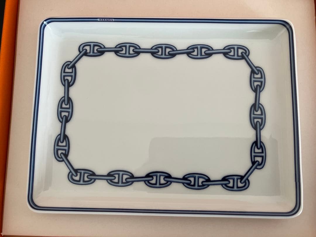 【未使用品】HERMES エルメス シェーヌダンクル　スクエアプレート 皿