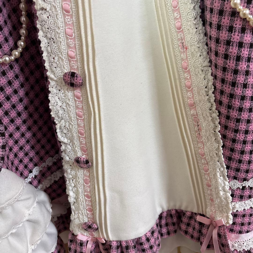 星*奨様 BODYLINEボディラインのチェック柄ワンピコート　ワンピース　姫ロ