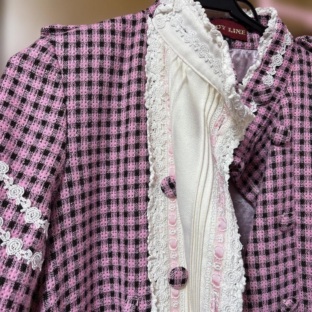 星*奨様 BODYLINEボディラインのチェック柄ワンピコート　ワンピース　姫ロ