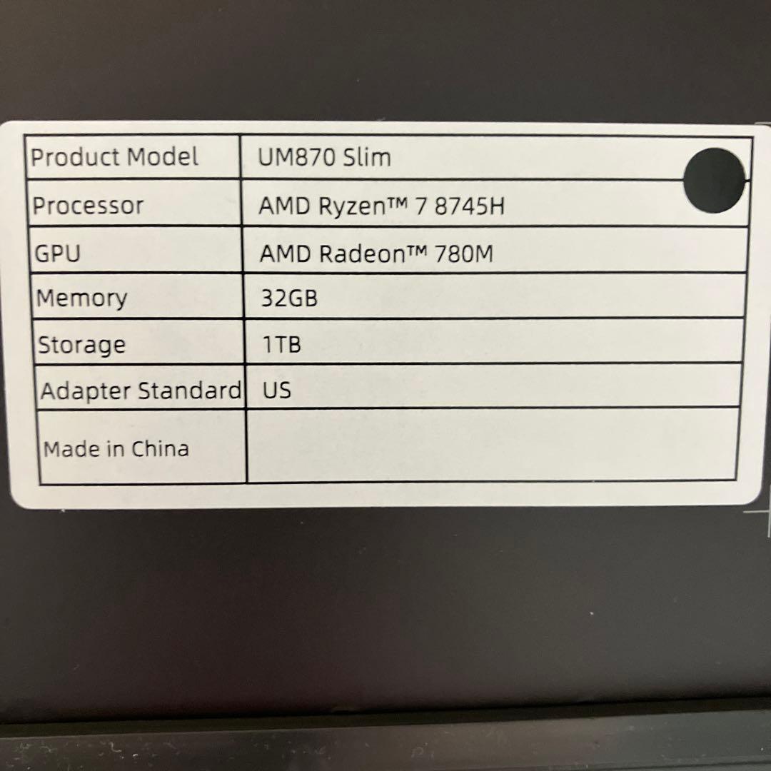 MINISFORUM UM870 Slim EliteMini メモリ 32GB
