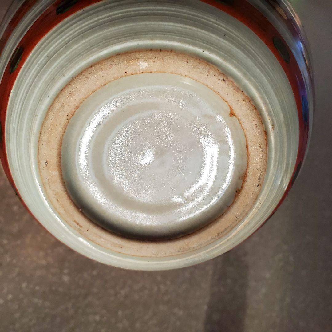 vintage * 赤絵点紋花瓶 花器 木箱入り