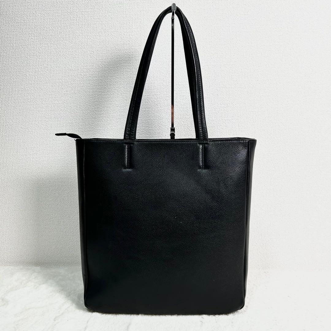 美品✨　SHIPS 牛革　シボ革　トートバッグ A4収納可 黒