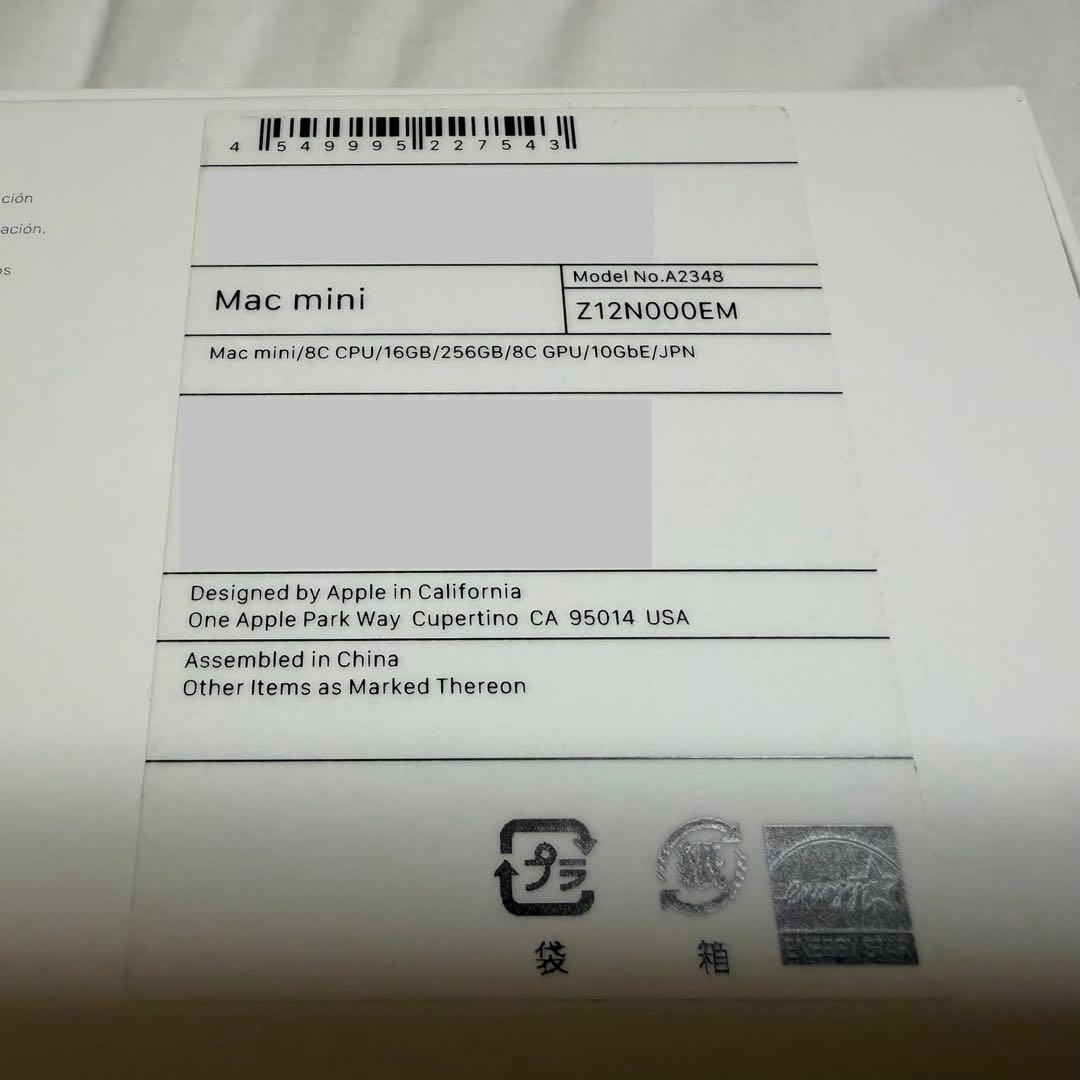 【高速LAN】Macmini M1_16GBメモリ+256GBSSD+10GbE