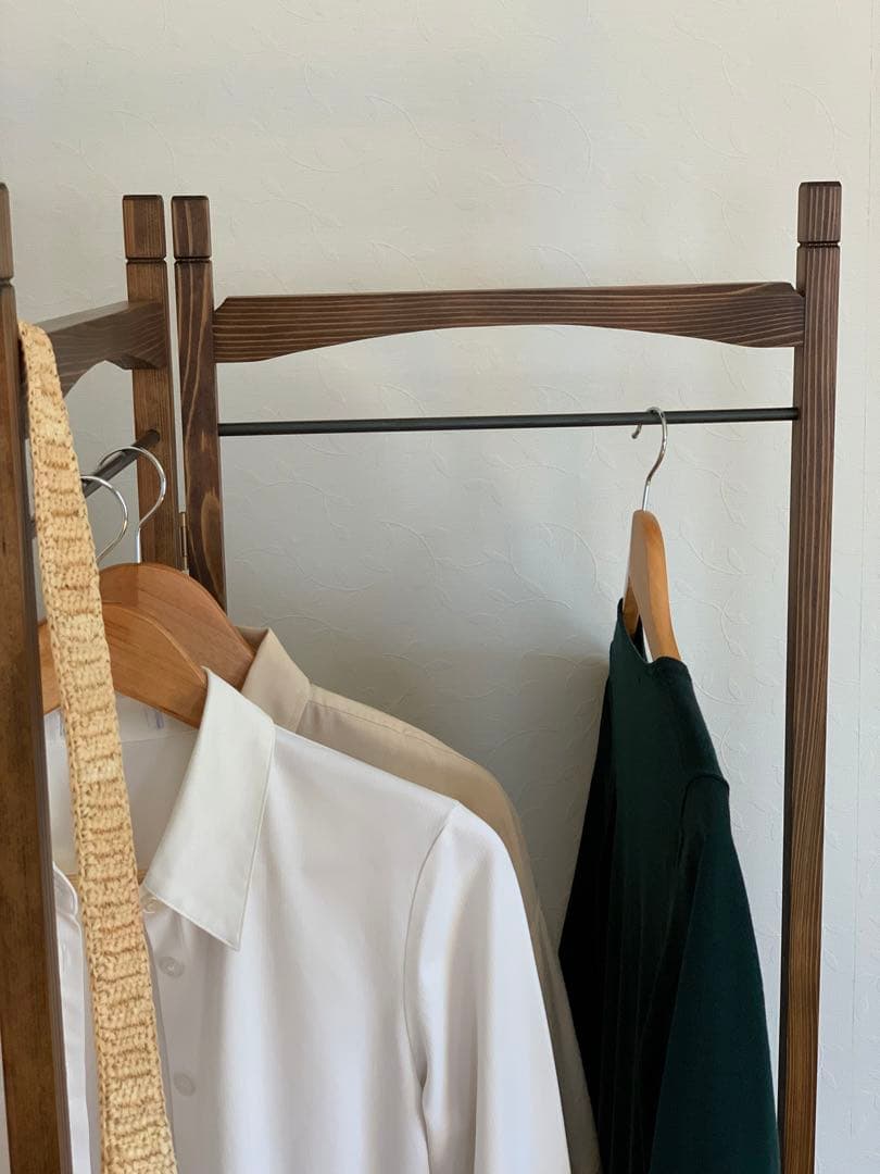 【洋書スタイル】木とアイアンのスリムハンガーラック