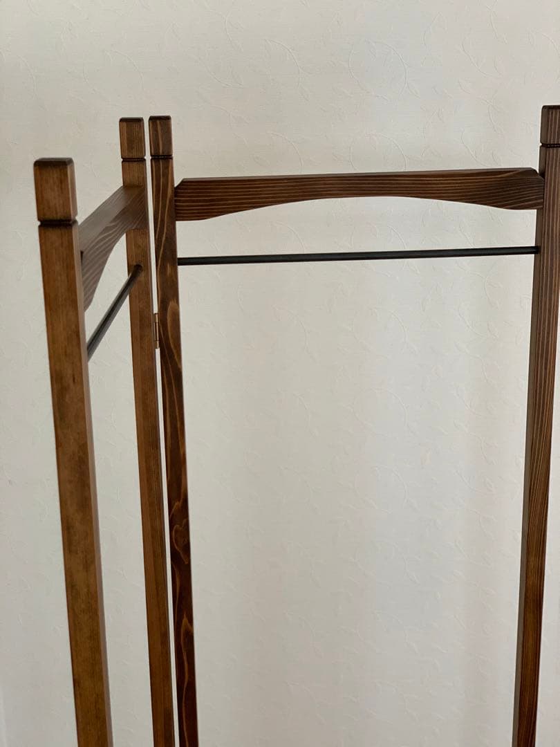 【洋書スタイル】木とアイアンのスリムハンガーラック