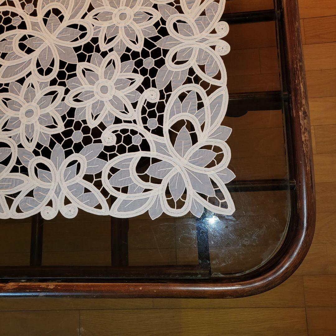 ラタンテーブル　ガラステーブル　大型 センターテーブル　ラタン　ローテーブル