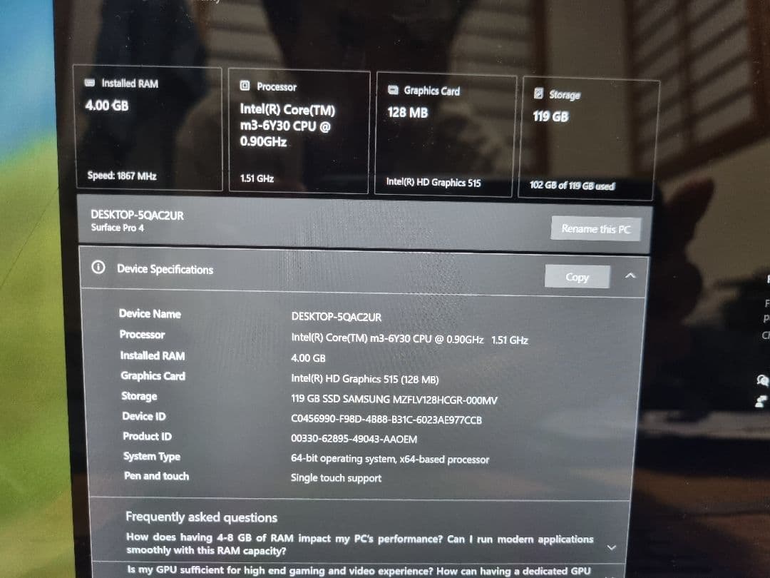 Surface Pro 4 キーボード・ジャンク