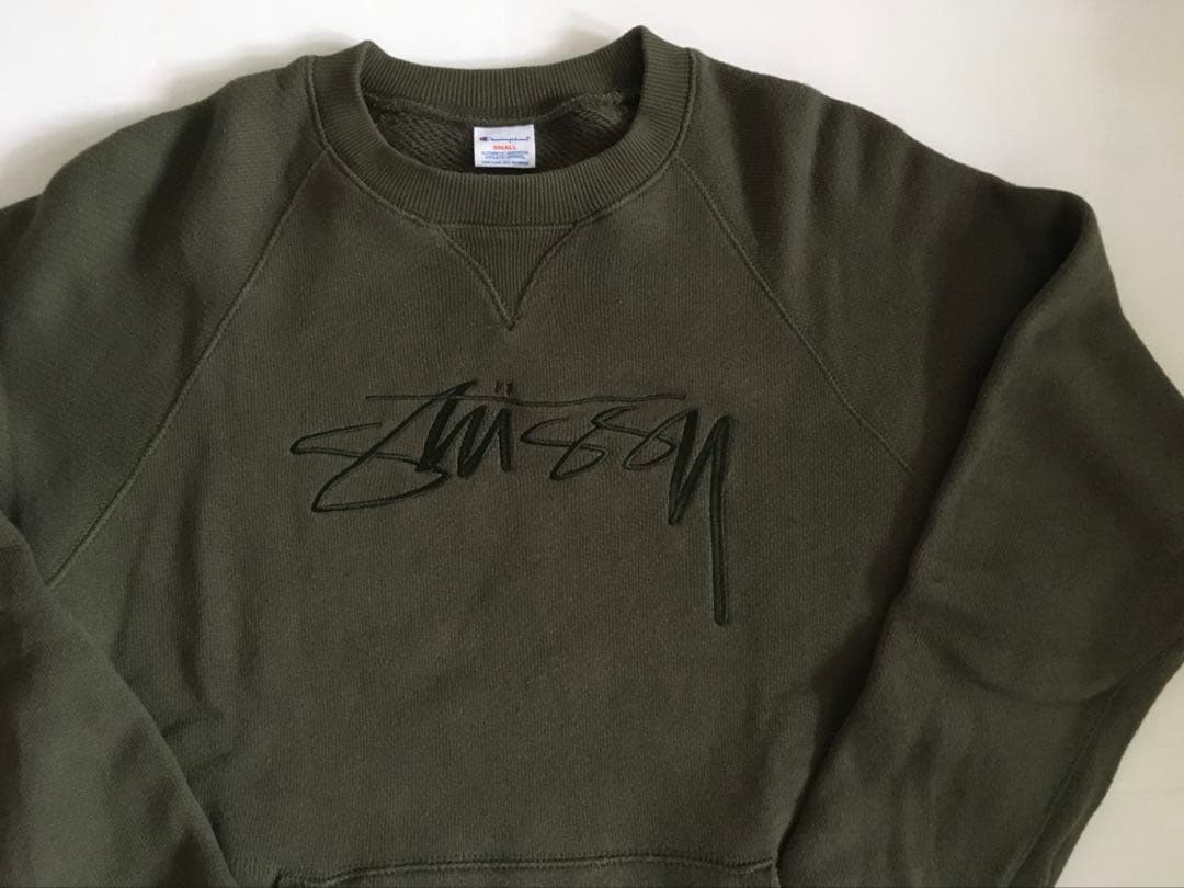 美品　希少　Stussy × Champion　ラグラン　カンガルーポケット S