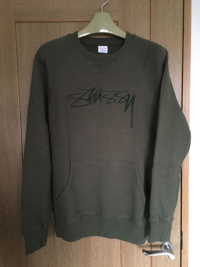 美品　希少　Stussy × Champion　ラグラン　カンガルーポケット S
