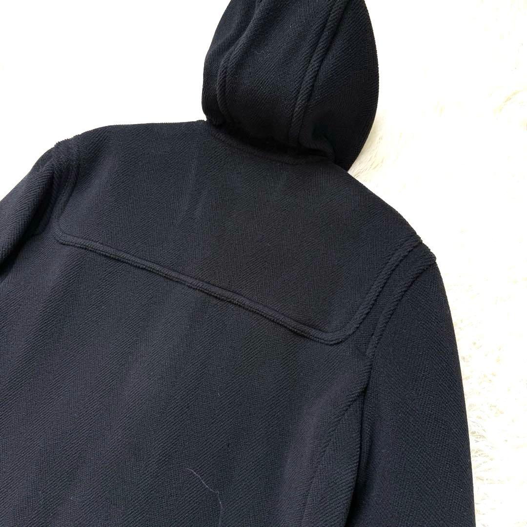 美品★ニューヨーカー ダッフルコート メンズ ヘリンボーン フード ロング丈 黒