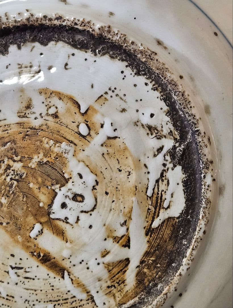 【本物保証❗️】中国古陶磁器　明朝末期　古染付　呉須皿　竹に牡丹に尾長鳥図　兜皿