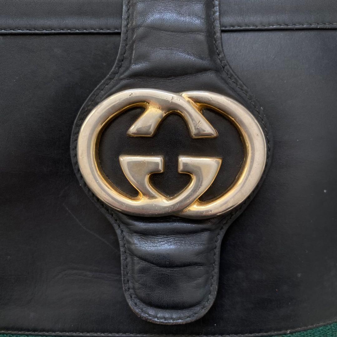 GUCCI グッチ 黒 ショルダー 肩掛け バッグ 鞄 オールドグッチ