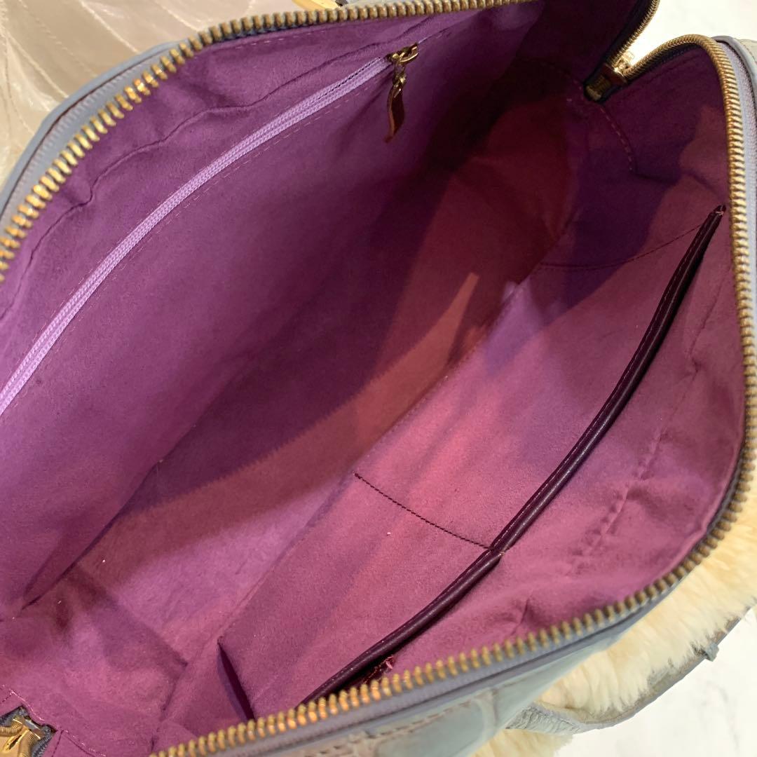 ☆新品同様☆JRA認定 クロコダイル ハンドバッグ スクエア型 グレー