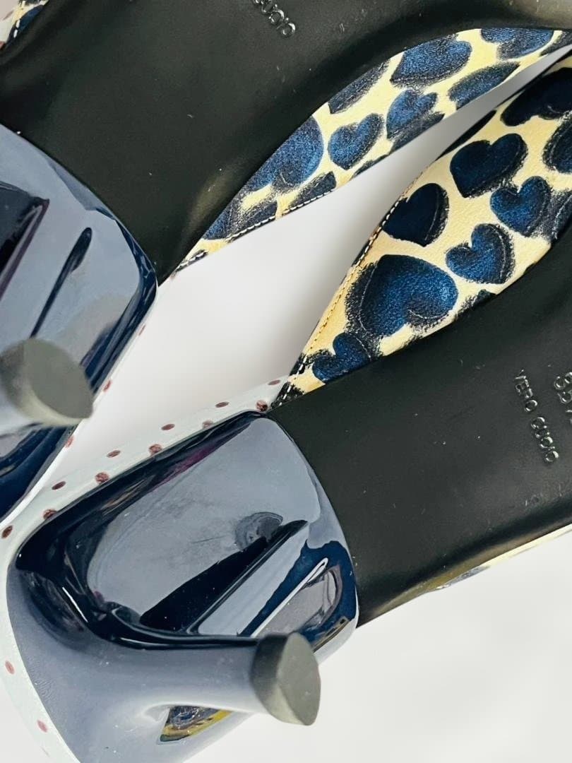 ◆未使用 PRADA プラダ ハート×ドット柄 リボン ミュール